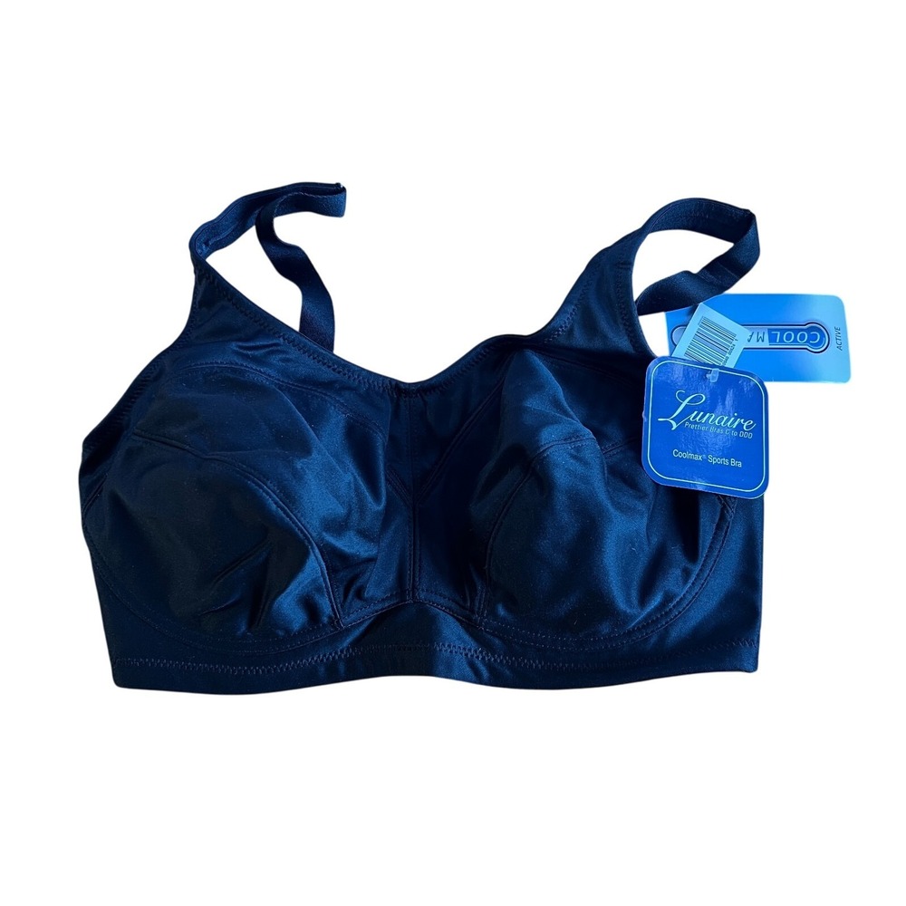 Lunaire #11111  Coolmax Underwire Sports Bra Black SZ 38D Supportive High Impact